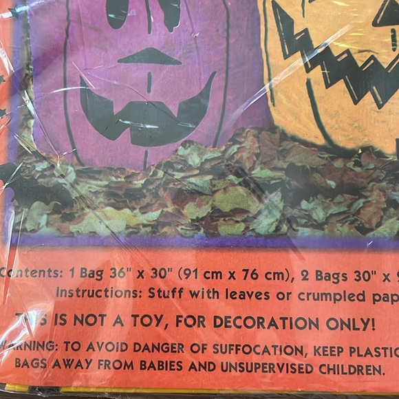 3 Vintage Neon Pumpkin Leaf Bags - Picture 2 of 4